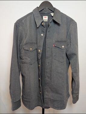 Levi's Men's S The Western Barstow Standard Fit Black Denim Button Shirt